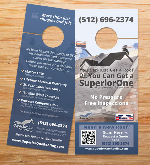 Superior One Roofing | Door Hanger Design